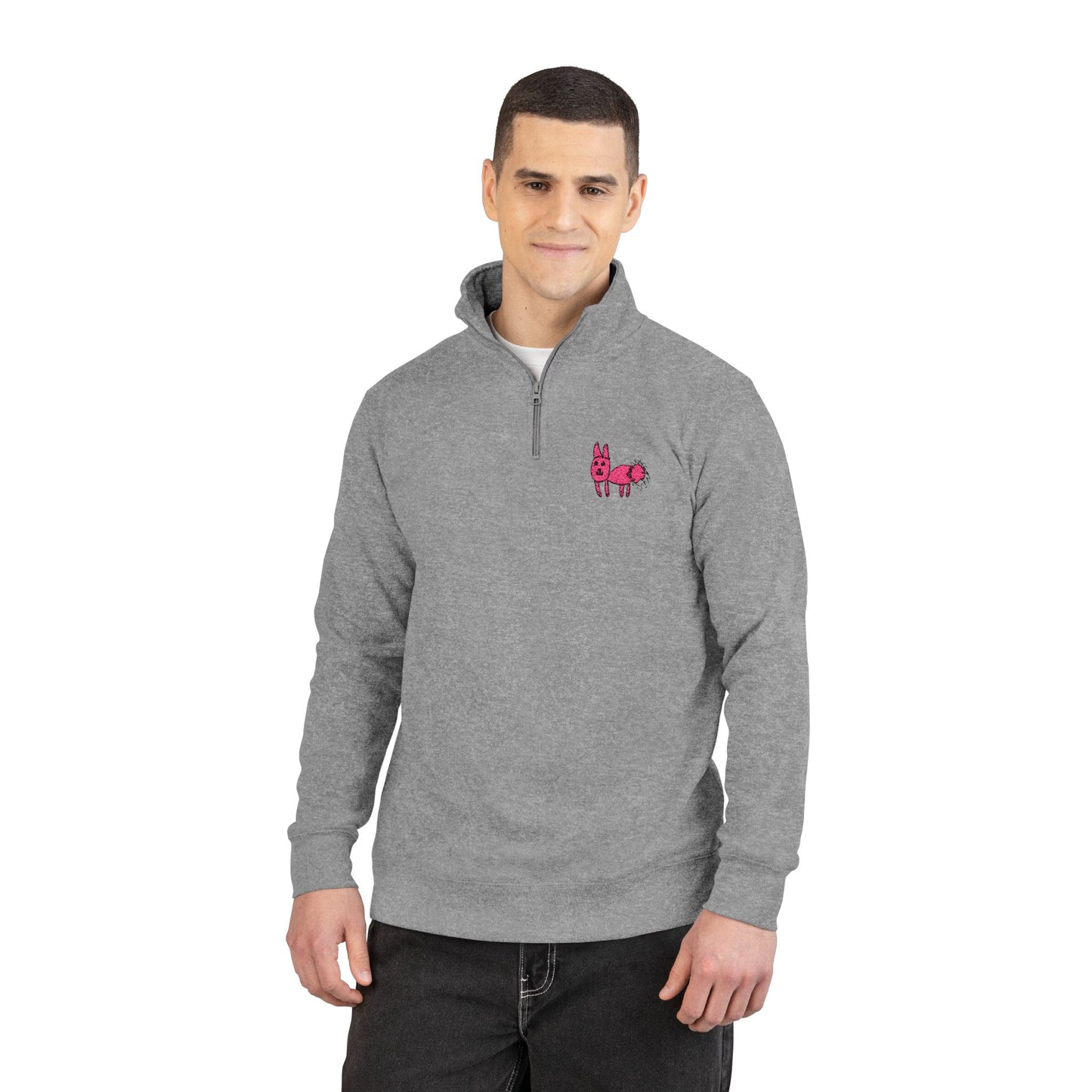 Embroidered Fleece Quarter Zip Pullover