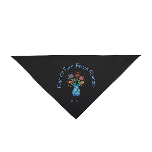 Matching pet bandana printed with child’s artwork — part of family set.