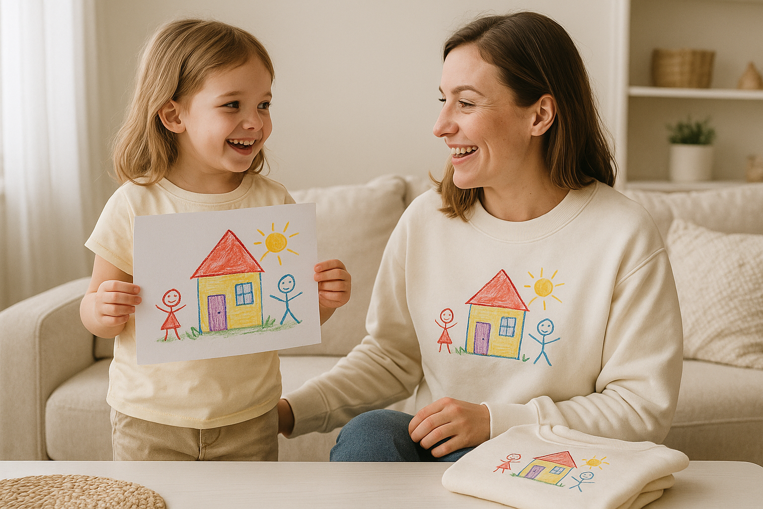 CHILDS DRAWING PRINTED ON SWEATSHIRT